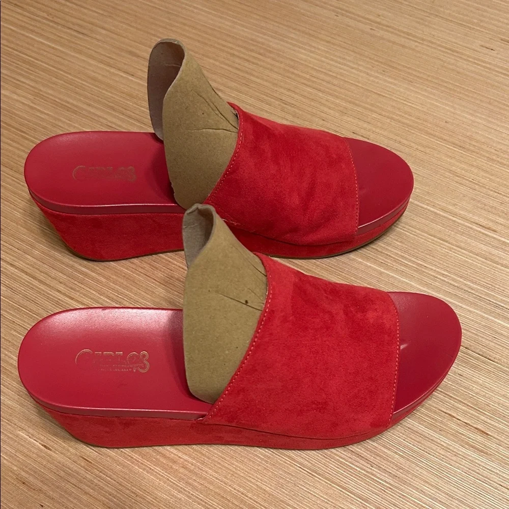 Carlos Santana Fushia Suede Slide Mules - Picture 4 of 5